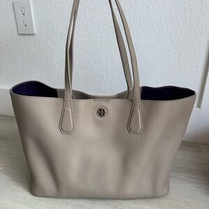 Tory Burch Taupe Leather Tote Bag